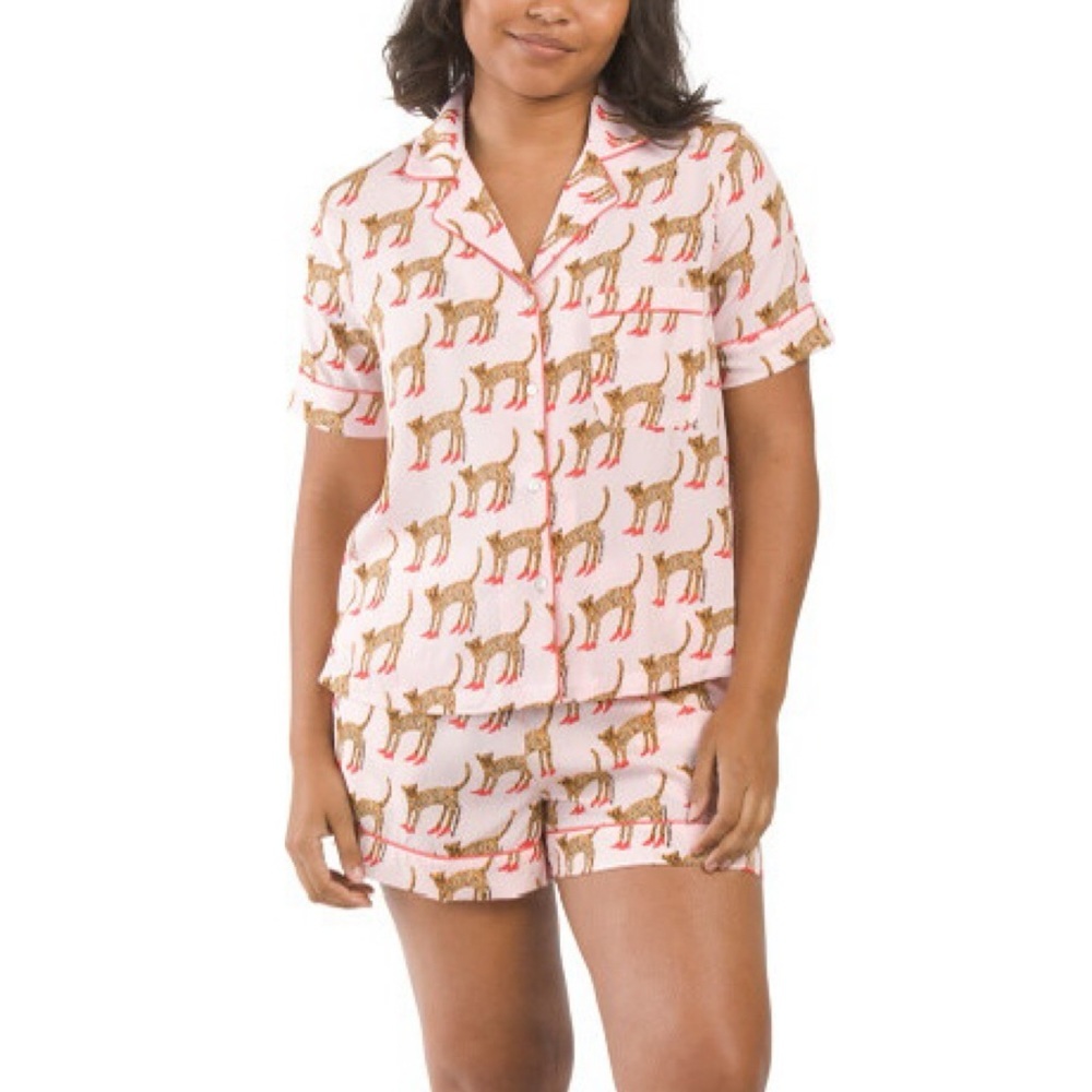 Bouffants & Broken Hearts Cheetahs in Heels Pink Pajama Set S Coquette Y2K‎
